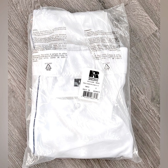NWT RUSSELL ATHLETIC White Baseball Pants Blue Piped Diamond Series 2.0 Sz Small - Picture 10 of 16